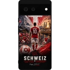 Coque Google Pixel 6 - Silicone rigide noir Football Schweiz splash 2026