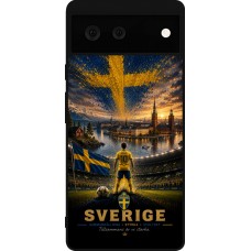 Coque Google Pixel 6 - Silicone rigide noir Football Suède splash 2026