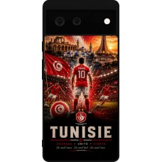 Coque Google Pixel 6 - Silicone rigide noir Football Tunisie splash 2026