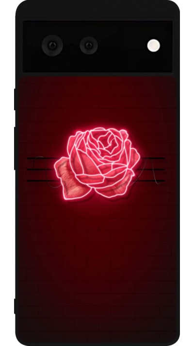 Coque Google Pixel 6 - Silicone rigide noir Spring 23 neon rose