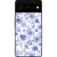 Coque Google Pixel 6 - Silicone rigide noir Spring 23 watercolor blue flowers