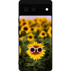 Coque Google Pixel 6 - Silicone rigide noir Sunflower with glasses 2026