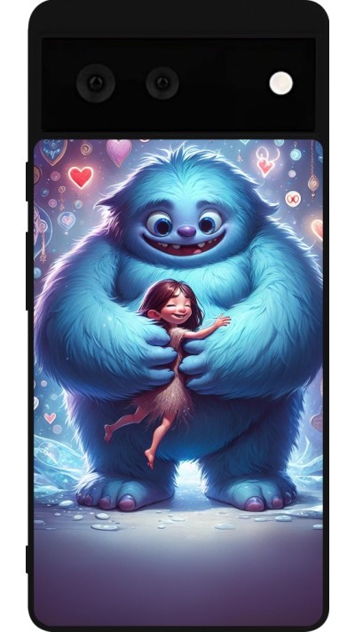 Coque Google Pixel 6 - Silicone rigide noir Valentine 2024 Fluffy Love