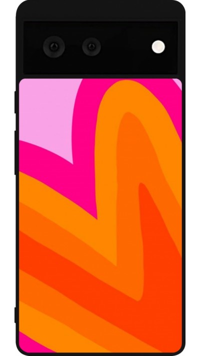 Coque Google Pixel 6 - Silicone rigide noir Valentine 2024 heart gradient