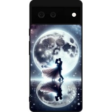 Coque Google Pixel 6 - Silicone rigide noir Valentine 2024 Love under the moon