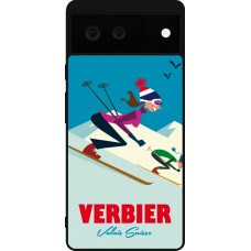 Coque Google Pixel 6 - Silicone rigide noir Verbier Ski Downhill