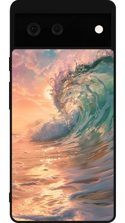 Google Pixel 6 Case Hülle - Silikon schwarz Wave Sunset