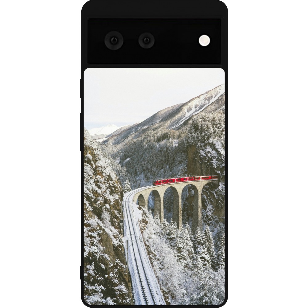 Coque Google Pixel 6 - Silicone rigide noir Winter 25 Winter polar express