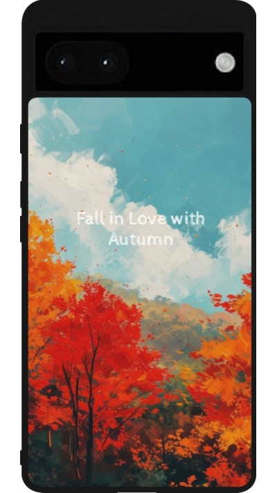 Coque Google Pixel 6a - Silicone rigide noir Autumn 25 Fall in love