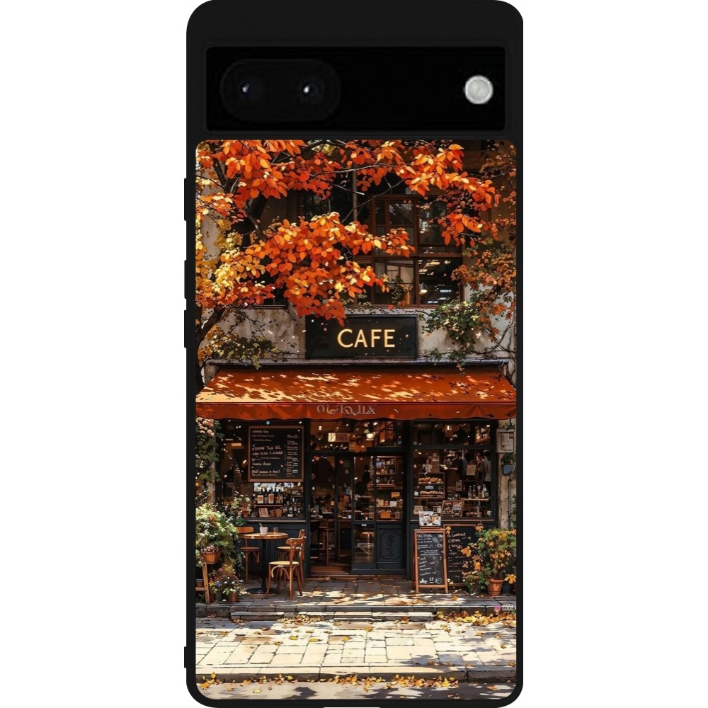 Coque Google Pixel 6a - Silicone rigide noir Autumn 25 Coffee shop