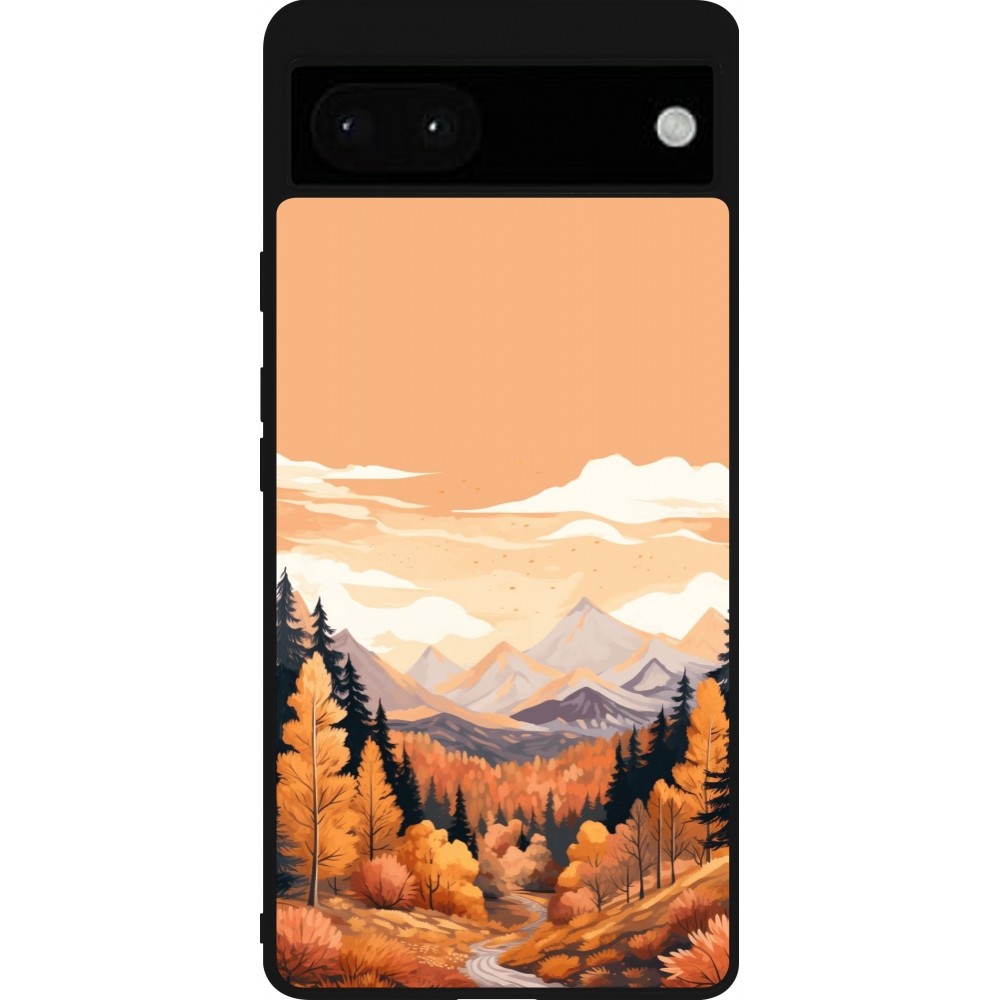 Coque Google Pixel 6a - Silicone rigide noir Autumn 25 Mountains