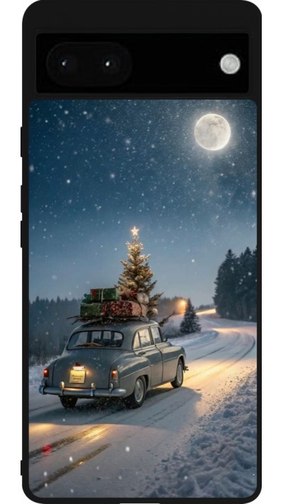 Coque Google Pixel 6a - Silicone rigide noir Christmas 25 Car with Tree Xmas