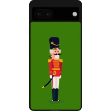 Coque Google Pixel 6a - Silicone rigide noir Christmas 25 Nutcracker Green