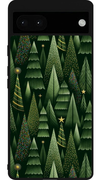 Coque Google Pixel 6a - Silicone rigide noir Christmas 25 Pattern Xmas Tree