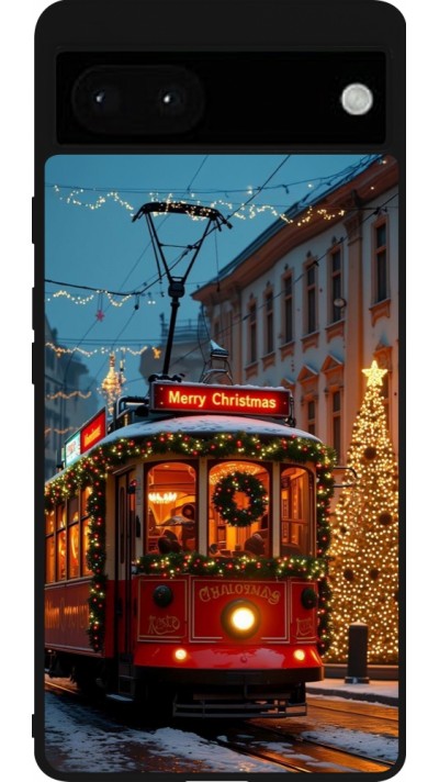 Coque Google Pixel 6a - Silicone rigide noir Christmas 25 Xmas Train