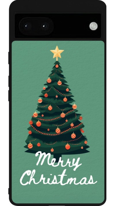Coque Google Pixel 6a - Silicone rigide noir Christmas 25 Xmas Tree