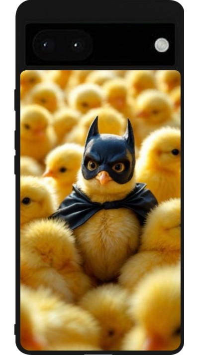 Coque Google Pixel 6a - Silicone rigide noir Easter 2026 Chicken Batman