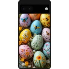 Coque Google Pixel 6a - Silicone rigide noir Easter 2026 Eggs with bees
