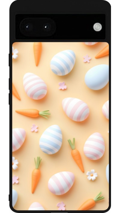 Coque Google Pixel 6a - Silicone rigide noir Easter 2026 Pattern Easter