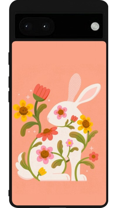 Coque Google Pixel 6a - Silicone rigide noir Easter 2026 Rabbit collage