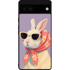 Coque Google Pixel 6a - Silicone rigide noir Easter 2026 Rabbit with scarf