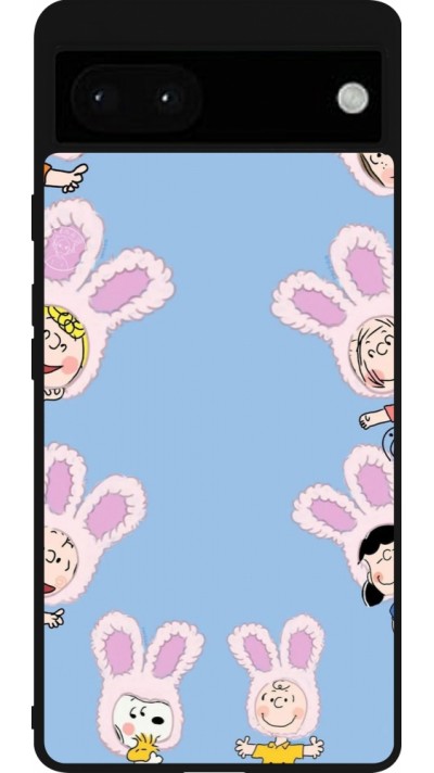 Coque Google Pixel 6a - Silicone rigide noir Easter 2026 Snoopy