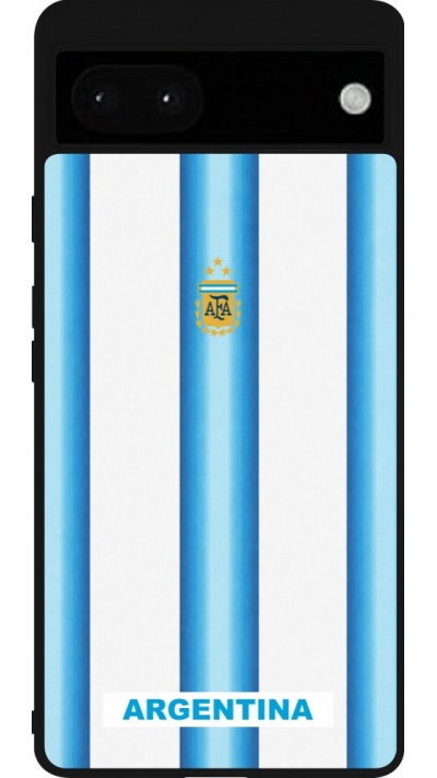 Coque Google Pixel 6a - Silicone rigide noir Maillot de football Argentine 2026 personnalisable