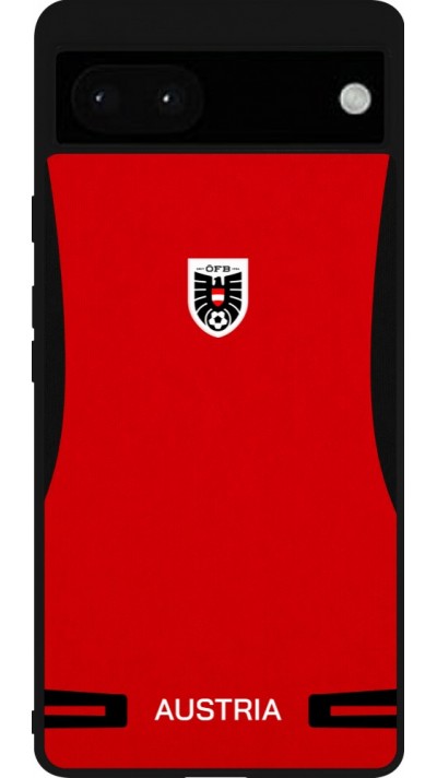 Coque Google Pixel 6a - Silicone rigide noir Maillot de football Autriche 2026 personnalisable