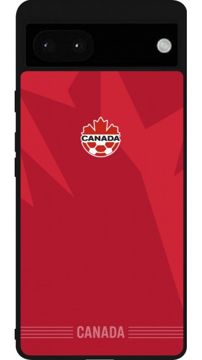 Coque Google Pixel 6a - Silicone rigide noir Maillot de football Canada 2026 personnalisable