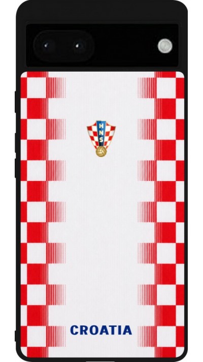 Coque Google Pixel 6a - Silicone rigide noir Maillot de football Croatie 2026 personnalisable