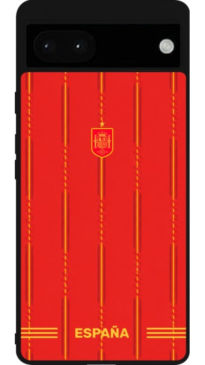 Coque Google Pixel 6a - Silicone rigide noir Maillot de football Espagne 2026 personnalisable