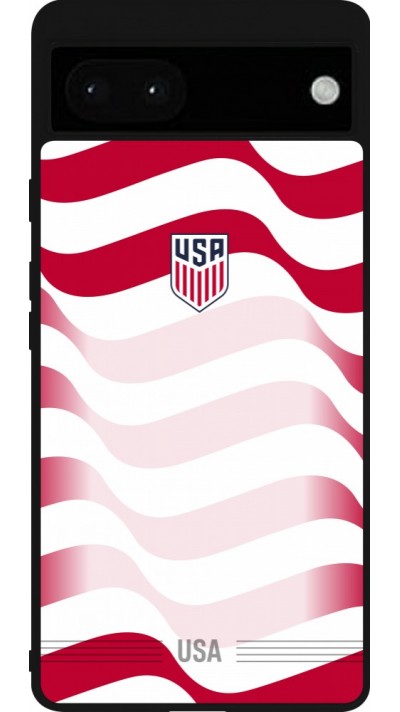 Coque Google Pixel 6a - Silicone rigide noir Maillot de football E?tats Unis 2026 personnalisable