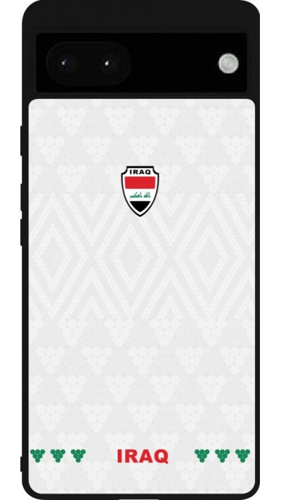 Coque Google Pixel 6a - Silicone rigide noir Maillot de football Irak 2026 personnalisable
