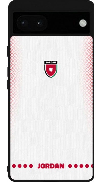 Coque Google Pixel 6a - Silicone rigide noir Maillot de football Jordanie 2026 personnalisable