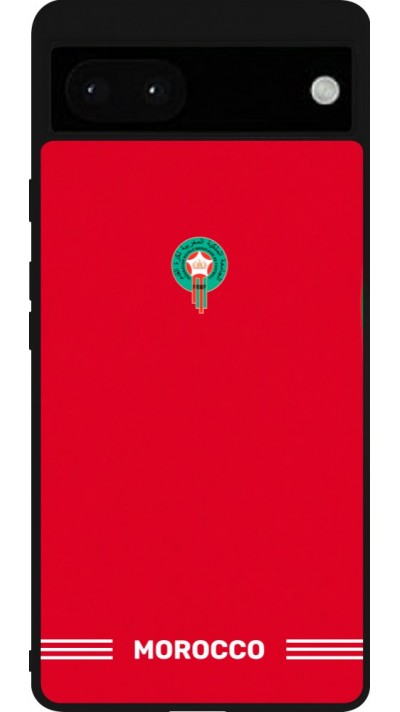 Coque Google Pixel 6a - Silicone rigide noir Maillot de football Maroc 2026 personnalisable