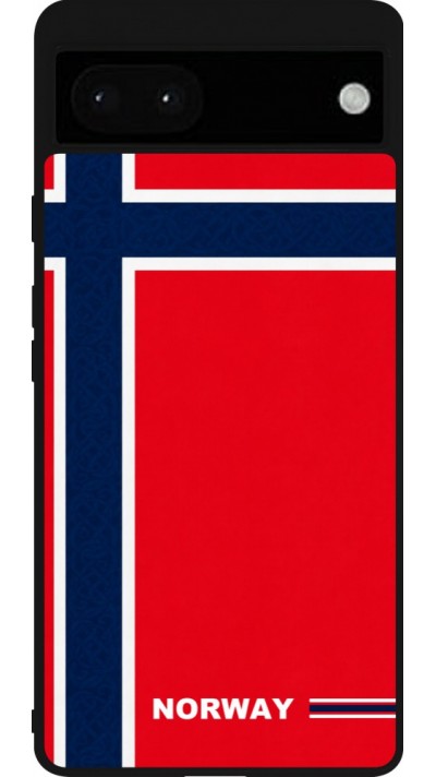 Coque Google Pixel 6a - Silicone rigide noir Maillot de football Norvège 2026 personnalisable