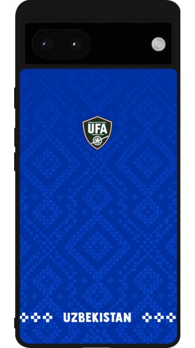 Coque Google Pixel 6a - Silicone rigide noir Maillot de football Ouzbékistan 2026 personnalisable