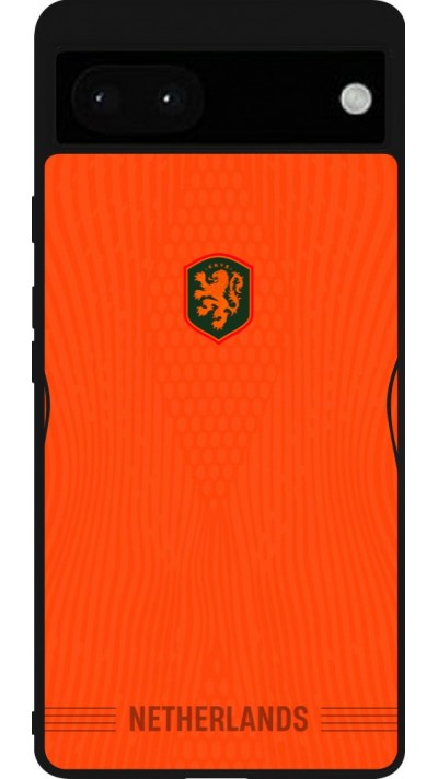 Coque Google Pixel 6a - Silicone rigide noir Maillot de football Pays-Bas 2026 personnalisable