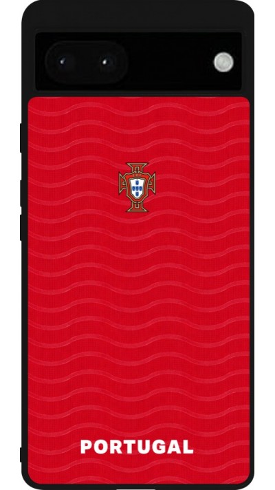 Coque Google Pixel 6a - Silicone rigide noir Maillot de football Portugal 2026 personnalisable