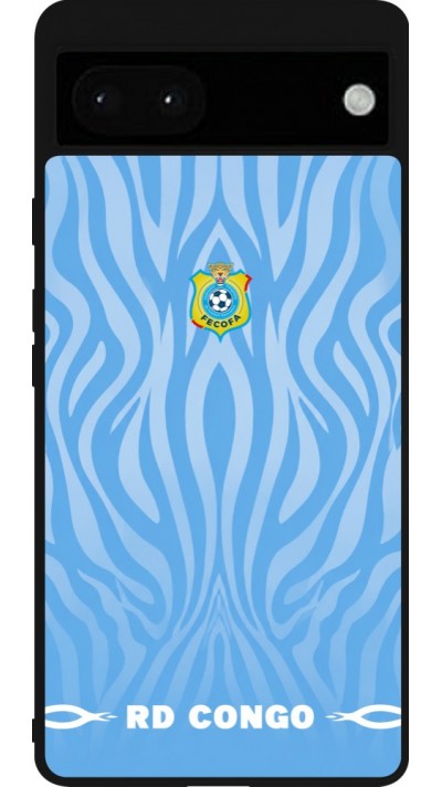 Coque Google Pixel 6a - Silicone rigide noir Maillot de football RD Congo 2026 personnalisable