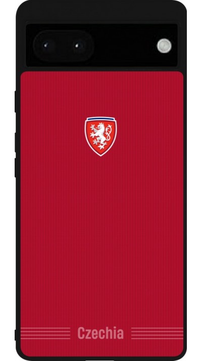 Coque Google Pixel 6a - Silicone rigide noir Maillot de football Répuplique Tchèque 2026 personnalisable