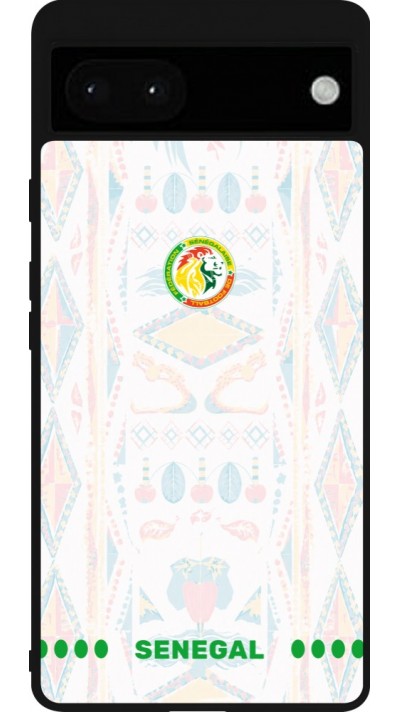 Coque Google Pixel 6a - Silicone rigide noir Maillot de football Sénégal 2026 personnalisable
