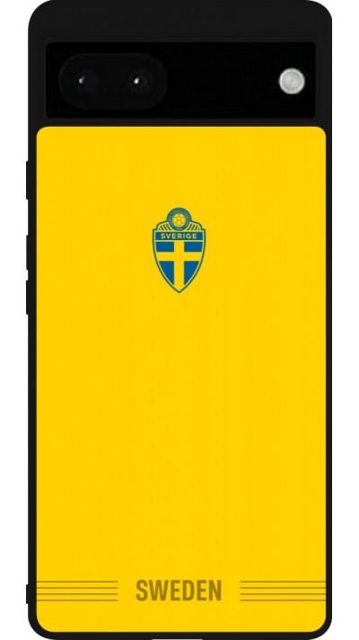 Coque Google Pixel 6a - Silicone rigide noir Maillot de football Suède 2026 personnalisable