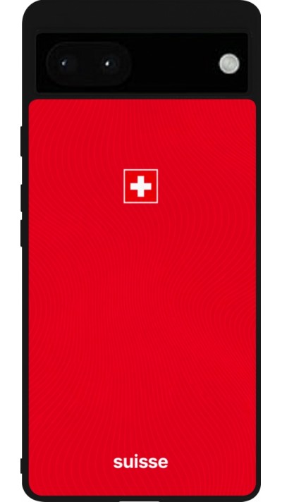 Coque Google Pixel 6a - Silicone rigide noir Maillot de football Suisse 2026 personnalisable