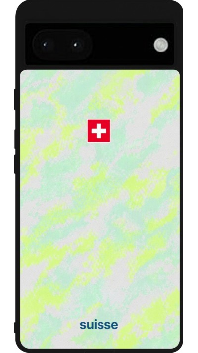 Coque Google Pixel 6a - Silicone rigide noir Maillot de football Suisse Away 2026 personnalisable