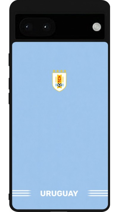 Coque Google Pixel 6a - Silicone rigide noir Maillot de football Uruguay 2026 personnalisable