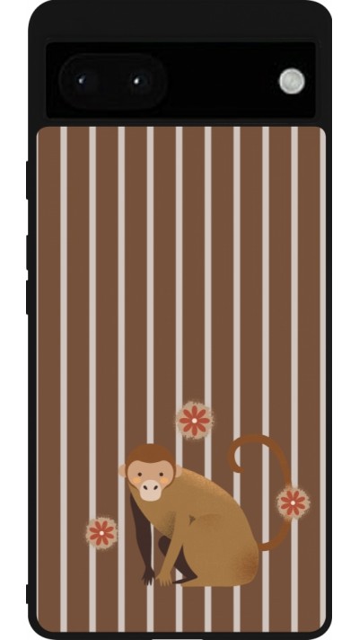 Google Pixel 6a Case Hülle - Silikon schwarz Monkey with stripes