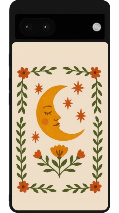 Coque Google Pixel 6a - Silicone rigide noir Half moon stamp 2026