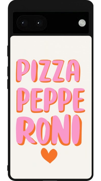 Coque Google Pixel 6a - Silicone rigide noir Pizza pepperoni 2026
