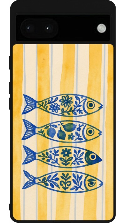 Coque Google Pixel 6a - Silicone rigide noir Portuguese fish 2026